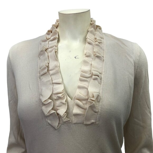 LAUREN RALPH LAUREN RUFFLE V‎ NECK SWEATER MD - Picture 3 of 6